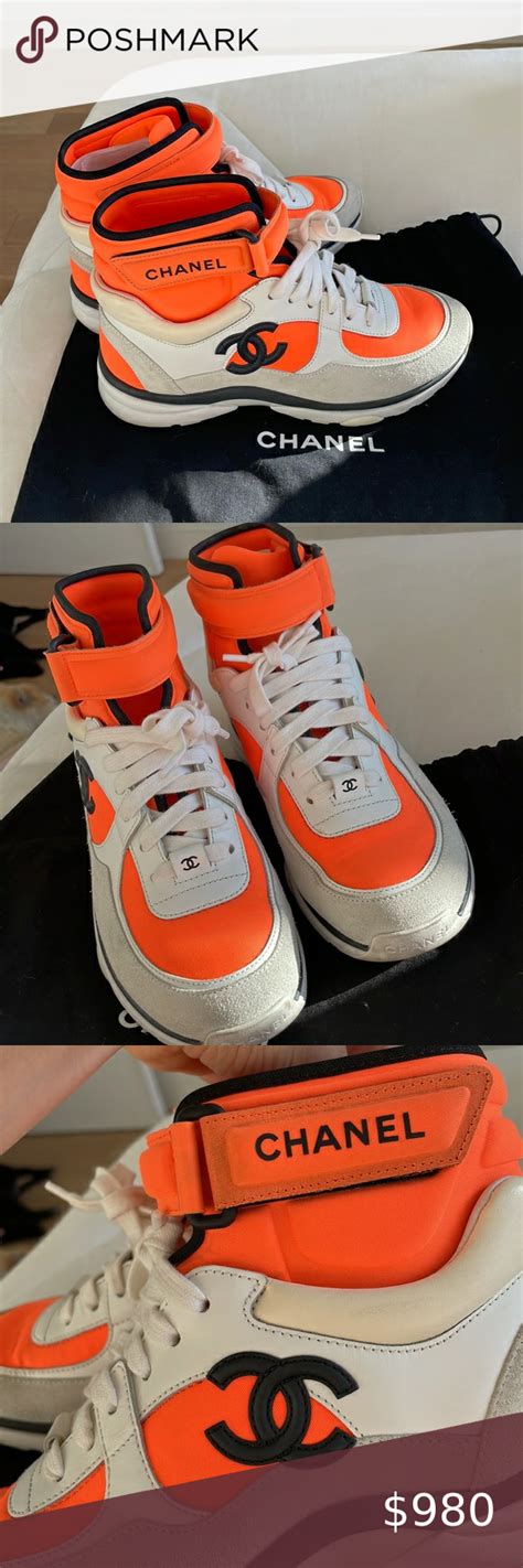 chanel shoes cruise 2022|Chanel orange high top sneakers.